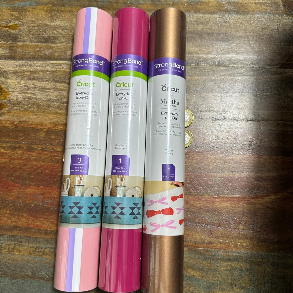 Cricut Everyday Iron-On Vinyl Bundle Sugar Berry Raspberry Copper Martha Stewart